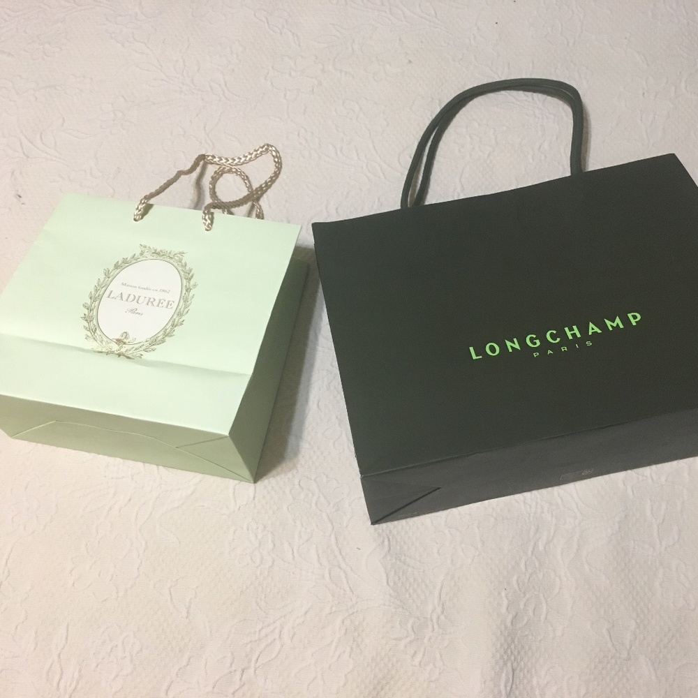Bundle of Longchamp & LADURÉE shopping bags
